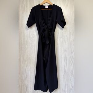 Body Love Black Wrap-Front Jumpsuit Size Small EUC